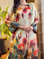 3D Flower Digital Print 3PC Suit