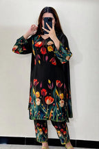 3D Flower Digital Print 3PC Suit